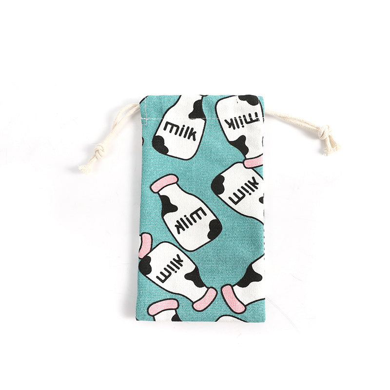 Portable Printing Canvas Jewelry Drawstring Pocket Coin Purses