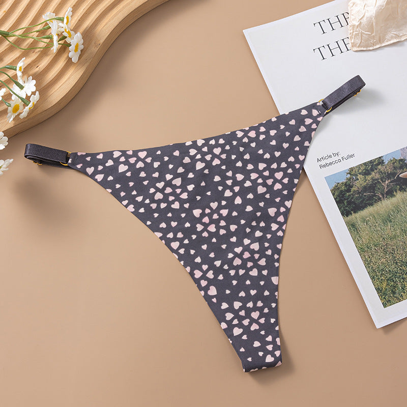 Women's Ice Silk Seamless Printed Low Waist Panties