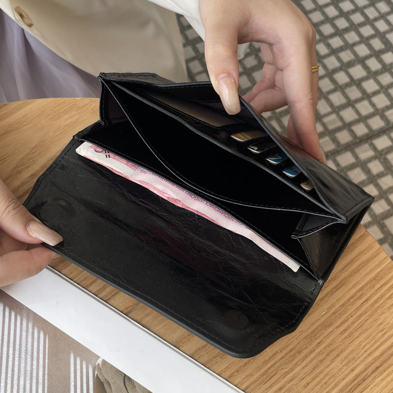Women's Long Leather Crack Exquisite Large Capacity Ladies Wallet