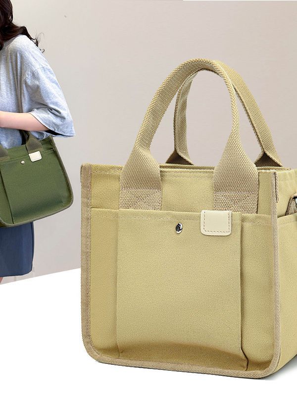 Women's Canvas Simple Artistic Portable Lunch Handbags