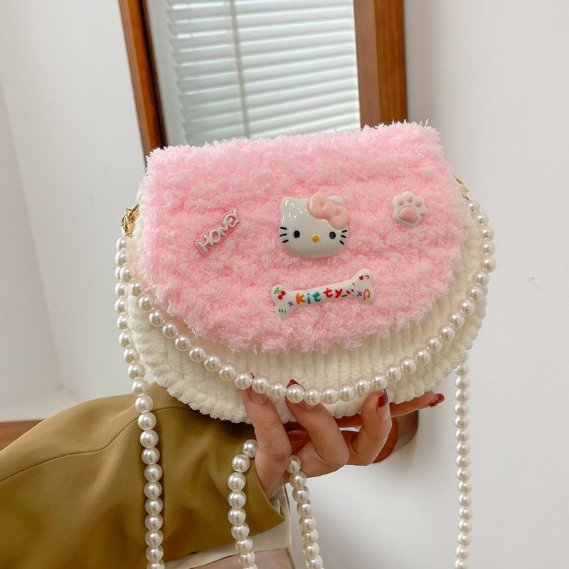 Finished Cat Hand-woven Homemade Material Plush Women's Messenger Bag