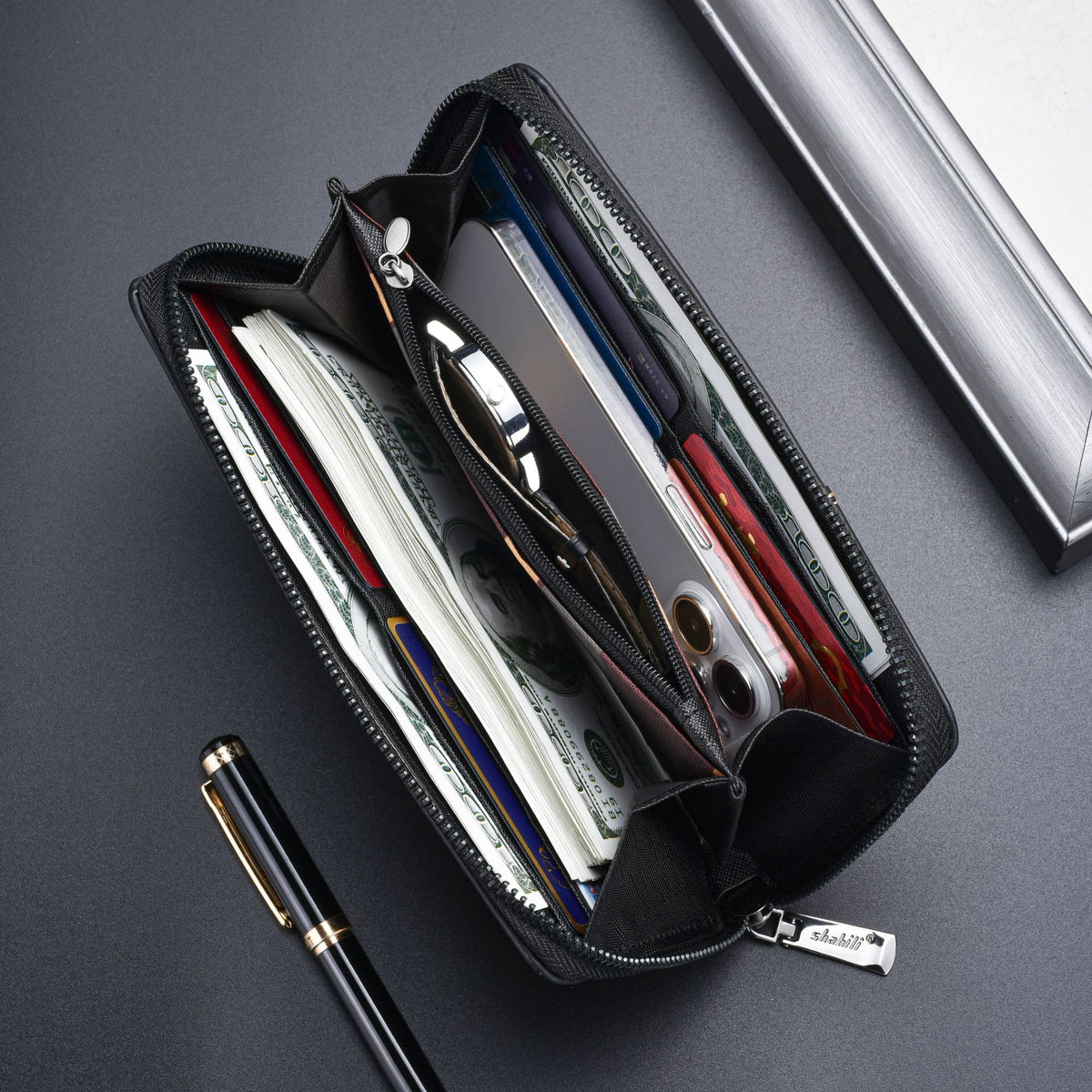 Men's Long Retro Zipper Korean Style Large Card Holder