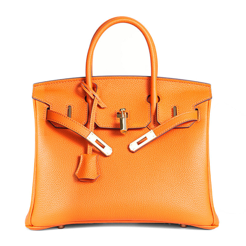 Women's Line First Layer Cowhide Handmade Litchi Grain Handbags