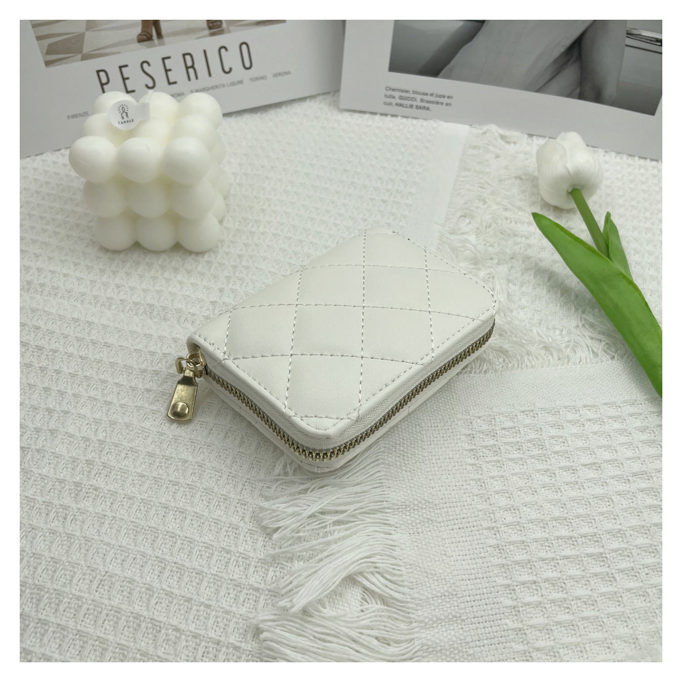 Women's Sleeve For Cards Storage Embroidered Diamond Card Holder