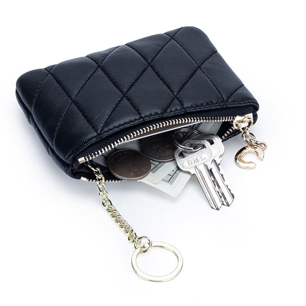 Women's Genuine Leather Chic Zip Storage Sheepskin Coin Purses