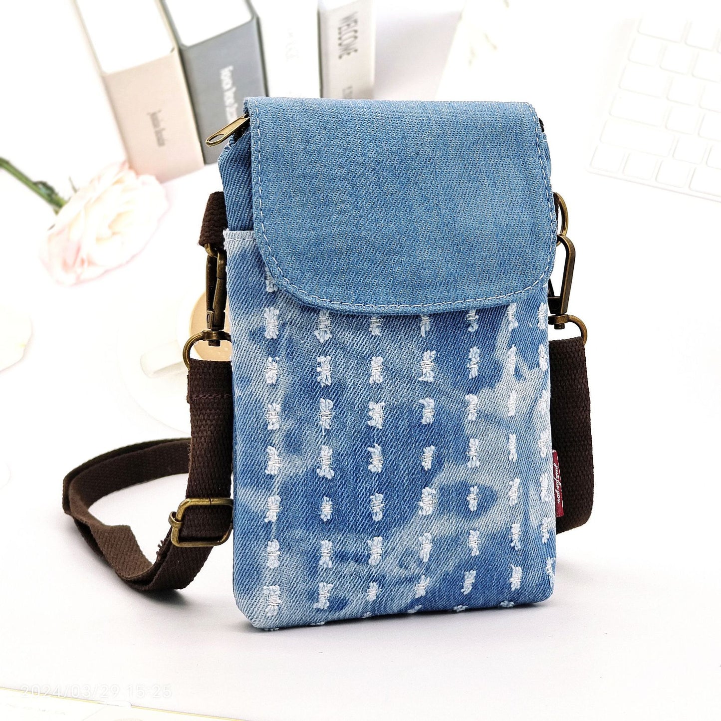 Women's & Men's Trendy Ripped Model Denim Large Screen Phone Bags