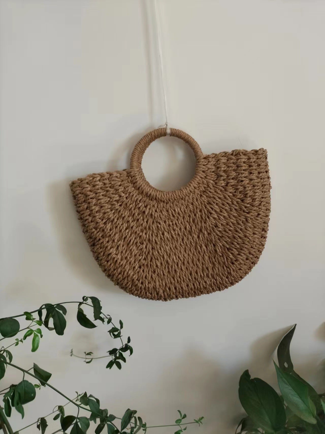 Women's Korean Lace Bow Woven Rattan Straw Handbags