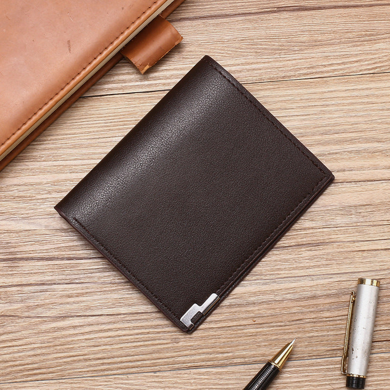 Men's Korean Style Blue Iron Edge Horizontal Vertical Card Holder