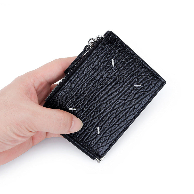 Women's & Men's Leather Dollar Clip Short Cash Zipper Purses