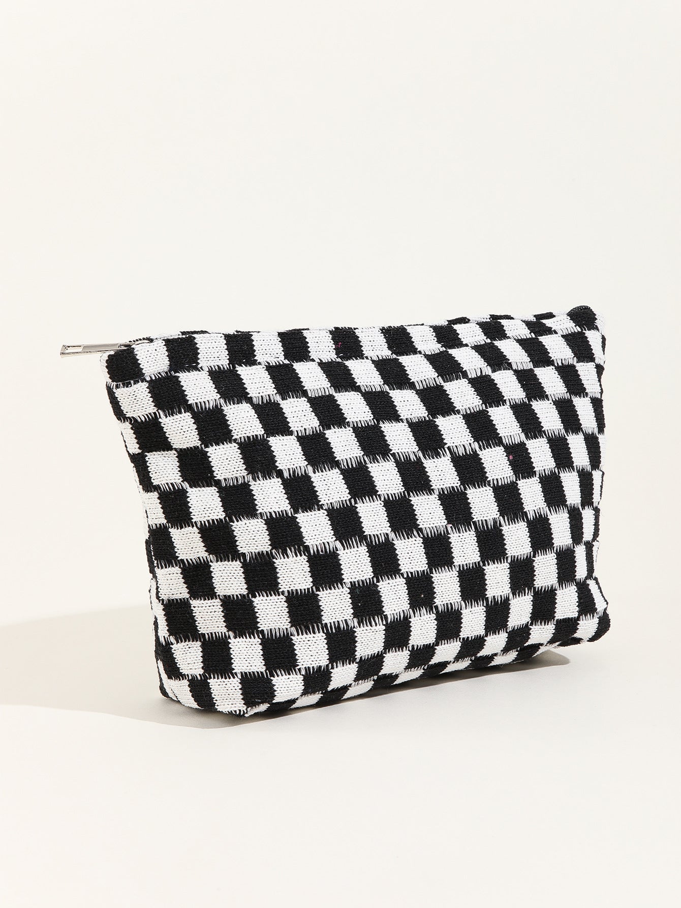 Large Wool Chessboard Grid Capacity Pencil Cosmetic Bags