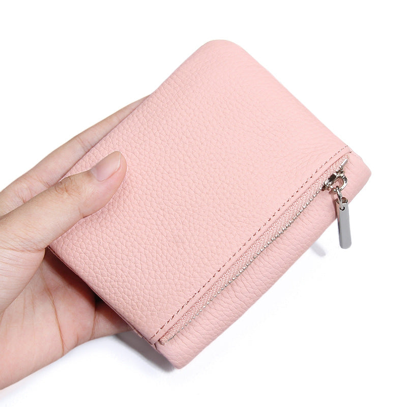 First Layer Cowhide Unisex Thin Section Zipper Convenient Ladies Wallet