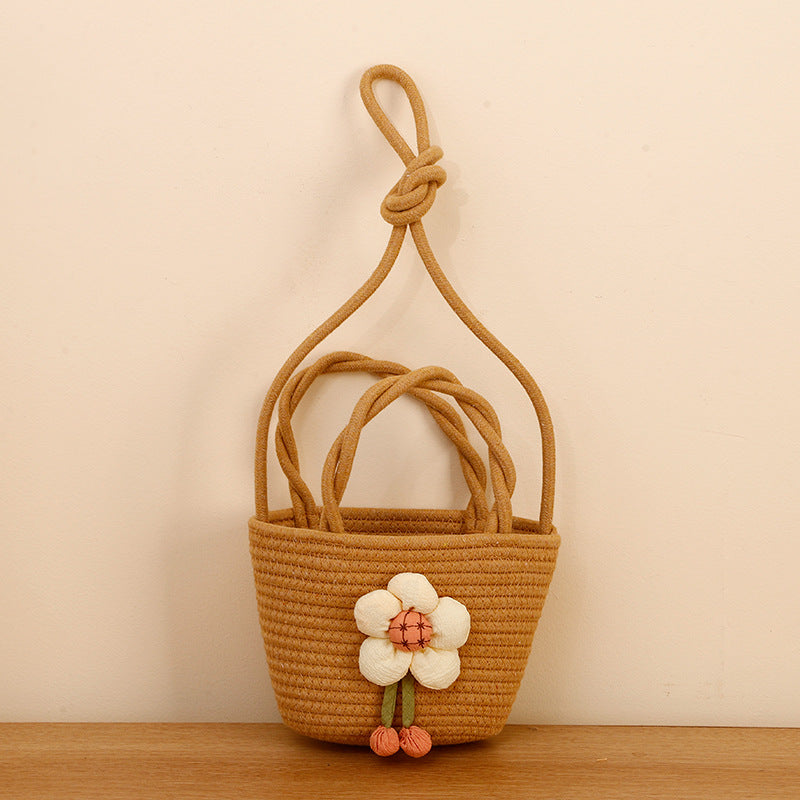 Pinch Flower Woven Handmade Mini Cotton Bags