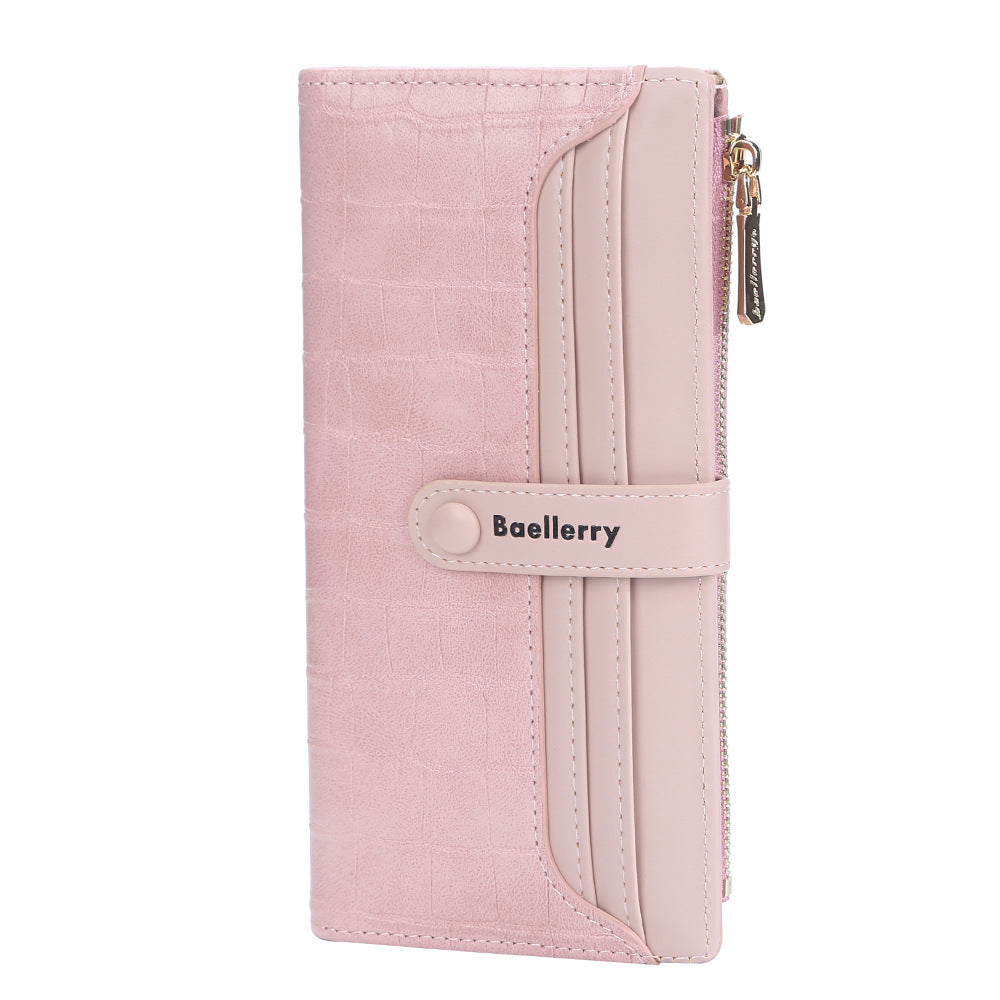 Women's Long Korean Style Stone Pattern Clutch Card Holder