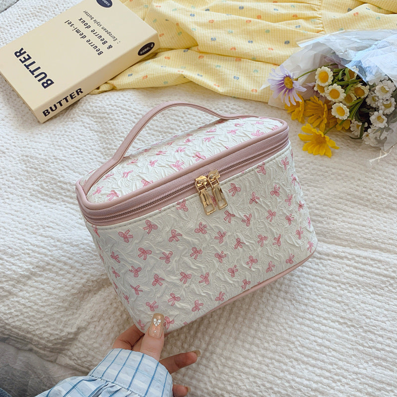 Bow Classic Style Wash Large Capacity Makeup Bag