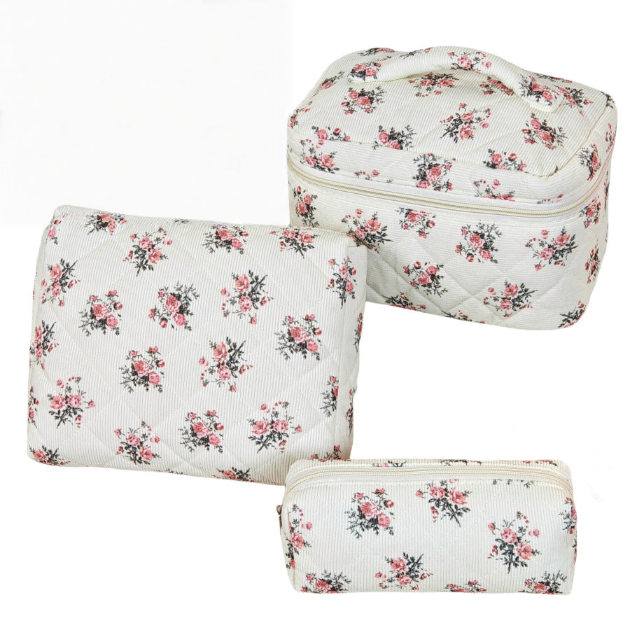 Large Capacity Portable Floral Cosmetics Storage Cosmetic Bags
