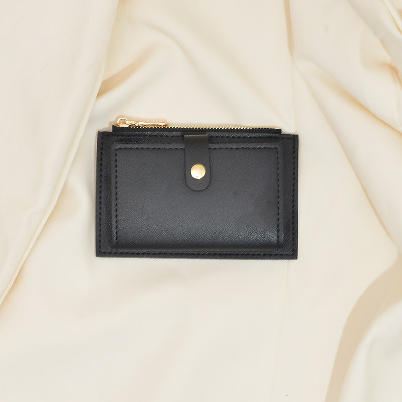 Women's Short Korean Style Minimalist Thin Zipper Hasp Multiple Purses