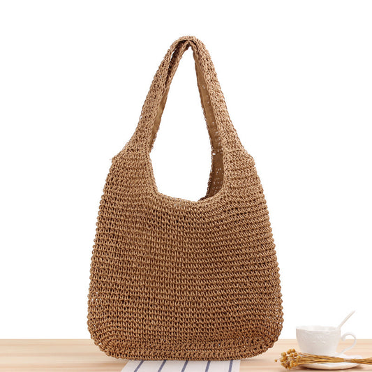 One Straw Mori Style Hand-woven Large Shoulder Bags