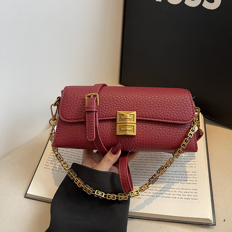 Women's Springtide Versatile Chain Litchi Pattern Solid Color South Bags