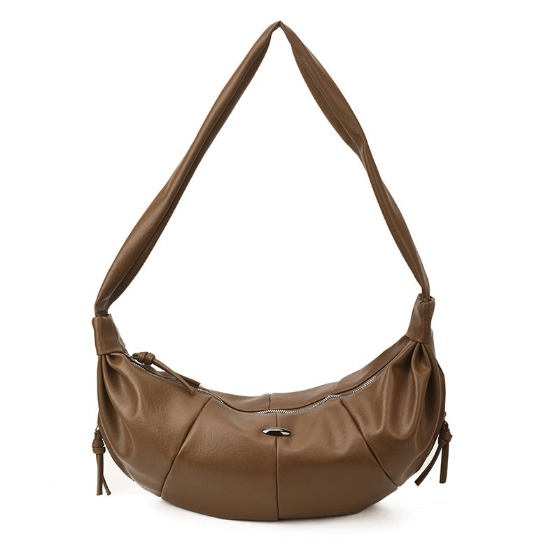 Women's Horn Large Capacity Dumpling Commuter Shopping Simple Women's Shoulder Bag