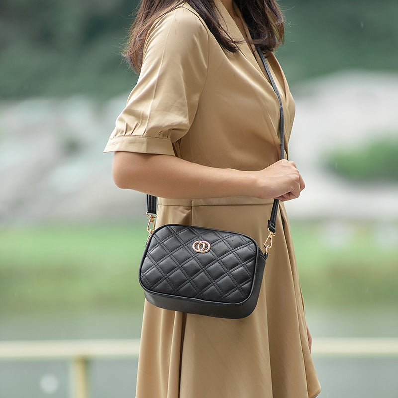 Zipper Fashion Simple Diamond Plaid Heart-shaped Wave Bags