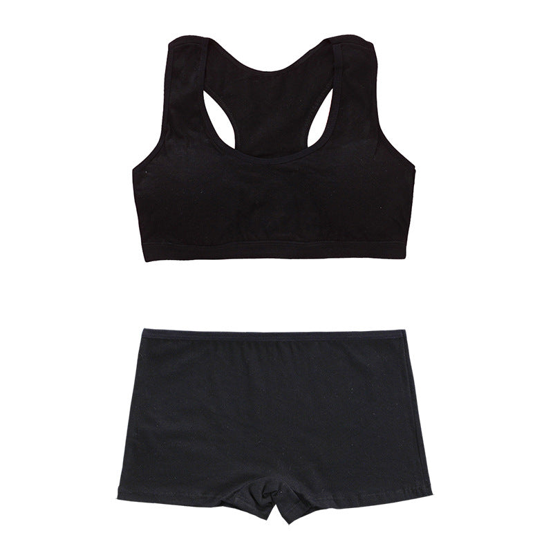 Children's Cotton Solid Color Bandeau Sling Wireless Vest Lingerie Sets