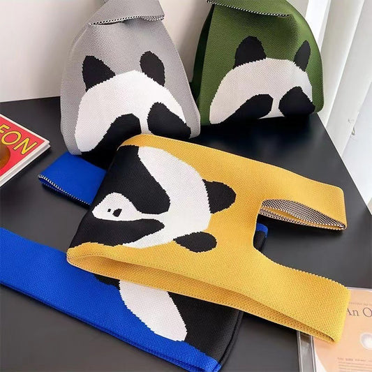 Women's Boat Festival Panda Knitted Wrist Handbags