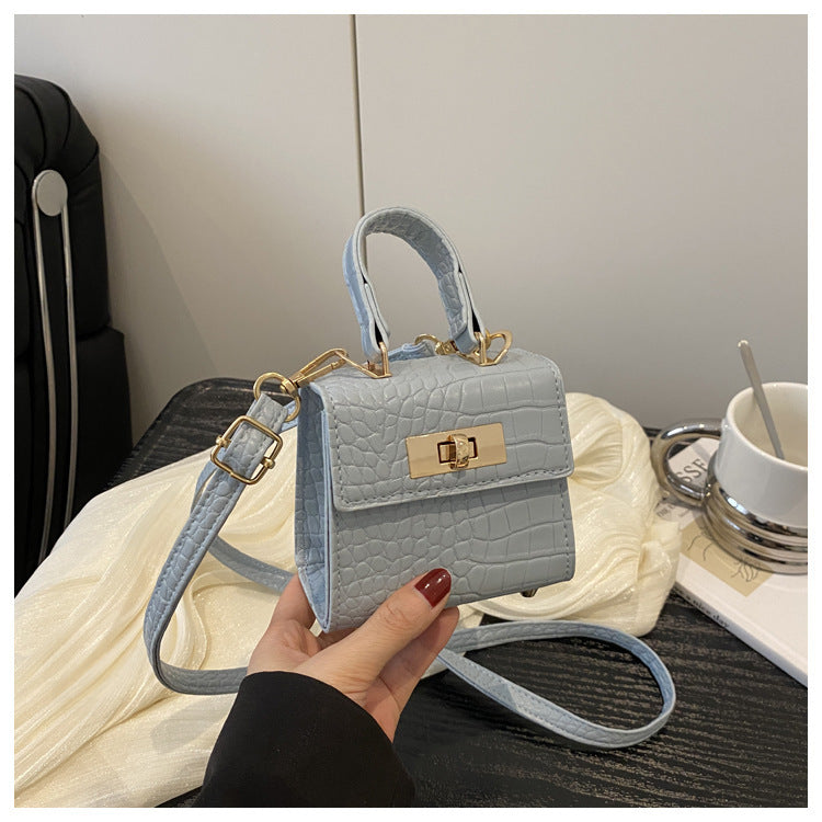 Retro Simple Graceful Summer Solid Color Textured Stone Pattern Fashion Women's Shoulder Bag