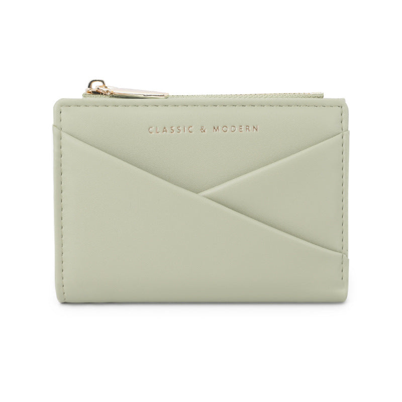 Women's Simple Elegant Oblique Position Design Folding Ladies Wallet