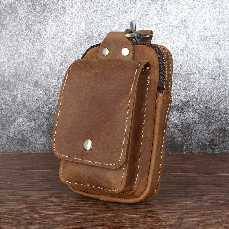 Men's Crazy Horse Leather Genuine Retro Leisure First Layer Men's Waist Packs