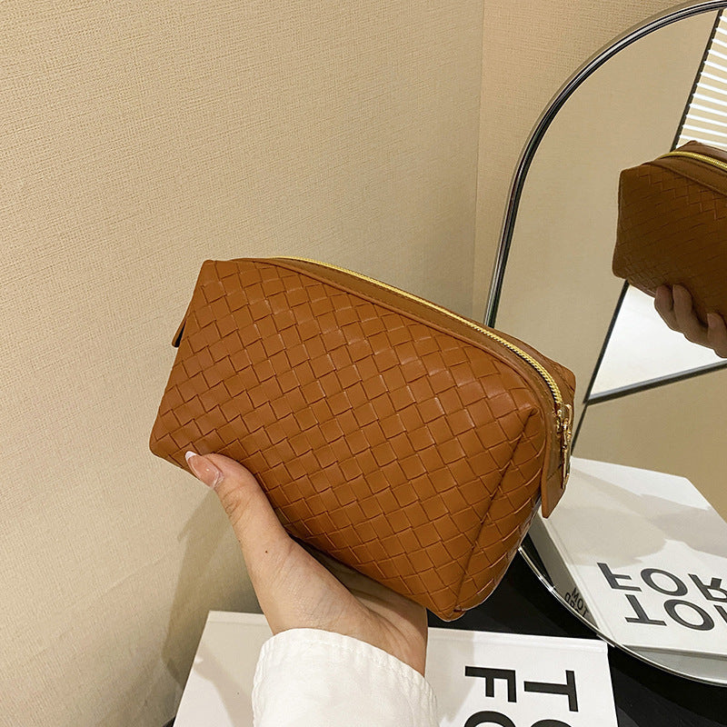 Pattern Green Portable High Sense Clutch Leather Cosmetics Storage Cosmetic Bags
