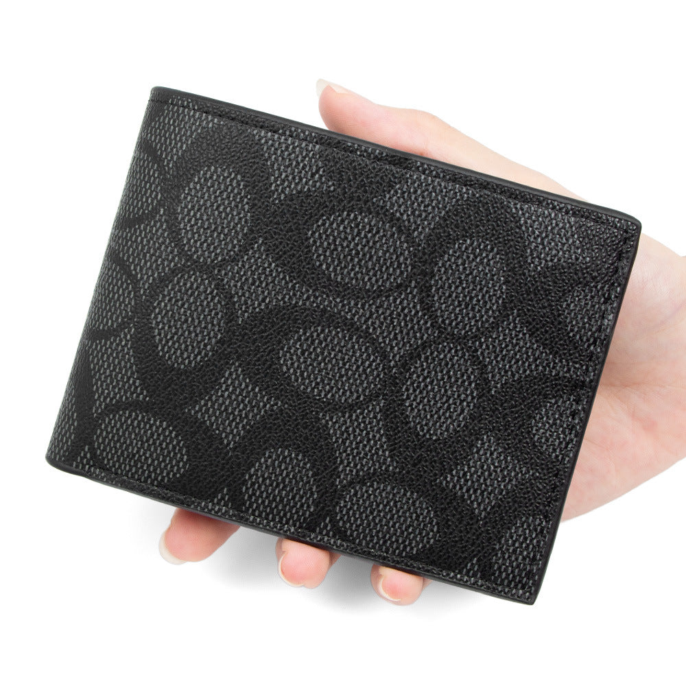 Men's Short Pattern Fold Thin Leather Simple Bags