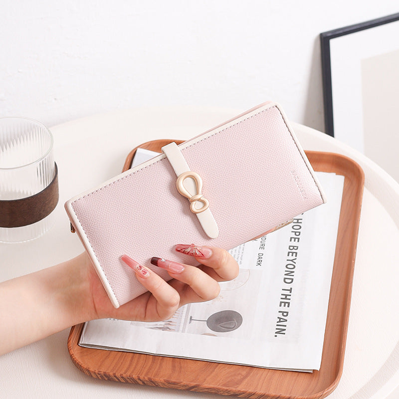 Women's Korean Contrast Color Clutch Two-fold Folding Ladies Wallet