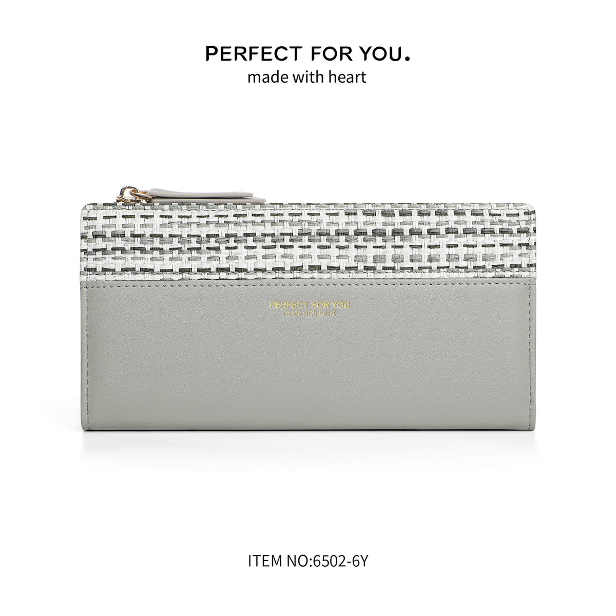 Women's Knitted Stitching Long Zipper Personality Mobile Multiple Slots Bags