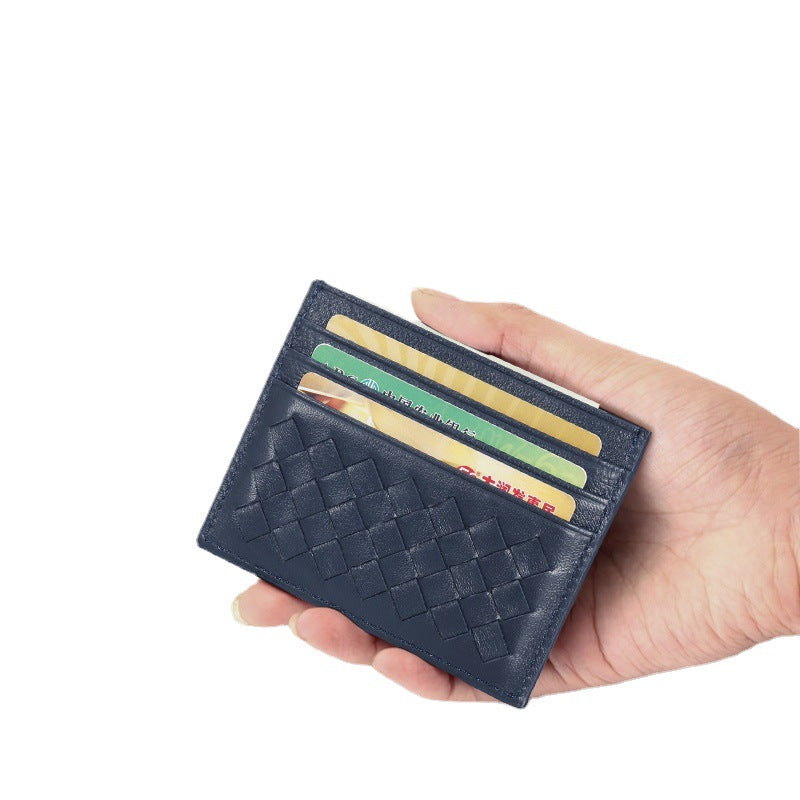 Women's & Men's Sheep Skin Woven Authentic Leather Weave Card Holder