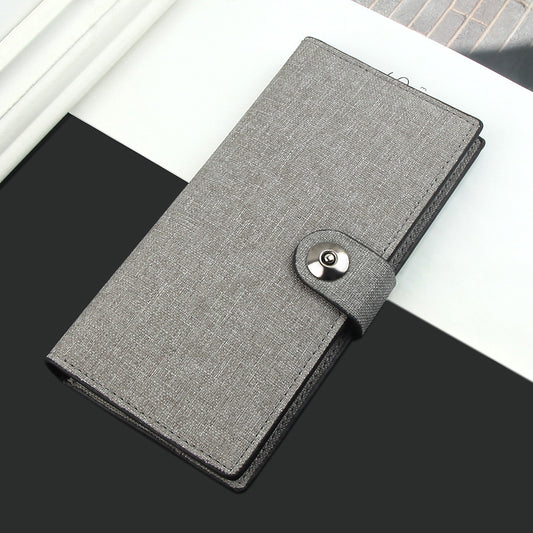 Men's Long Canvas Magnetic Snap 2 Fold Multi Slots Men's Wallets