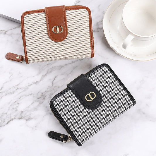 Women's Light Luxury Short Canvas Multiple Slots Ladies Wallets