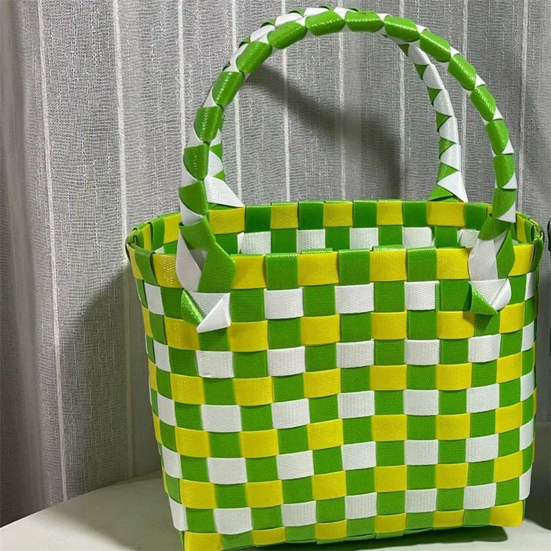 Women's & Children's & Woven Vegetable Basket Beach Colorful Handbags