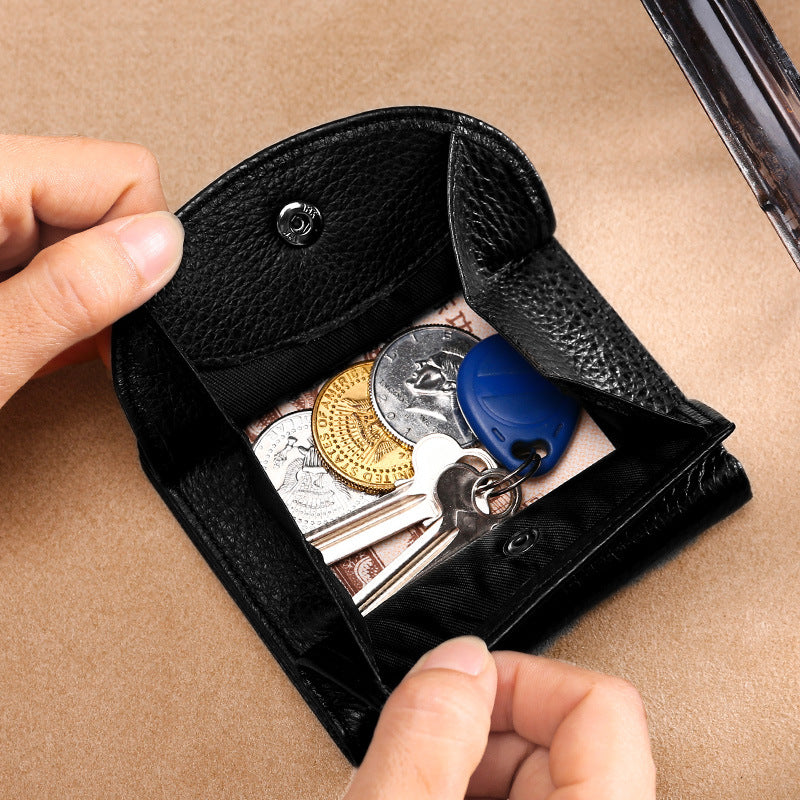 Men's Genuine Leather Short Hasp Change Credit Purses