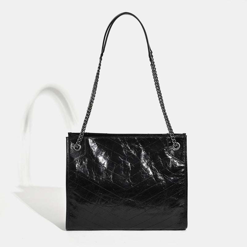 Women's First Layer Cowhide Diamond Pattern Chain Women's Shoulder Bag
