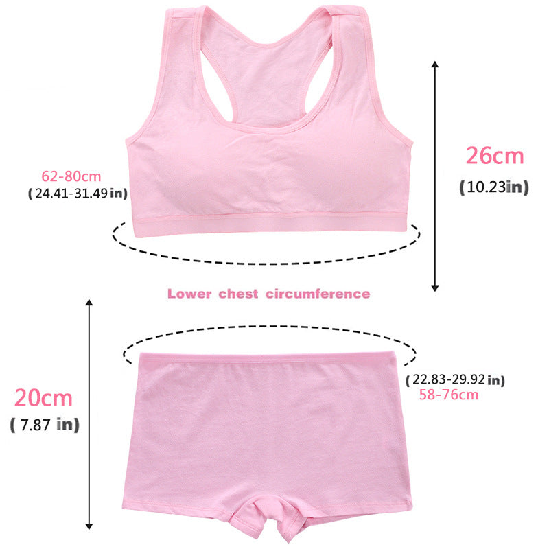 Children's Cotton Solid Color Bandeau Sling Wireless Vest Lingerie Sets