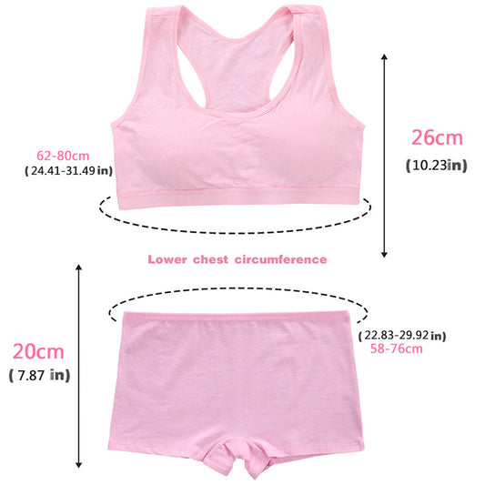 Children's Cotton Solid Color Bandeau Sling Wireless Vest Lingerie Sets