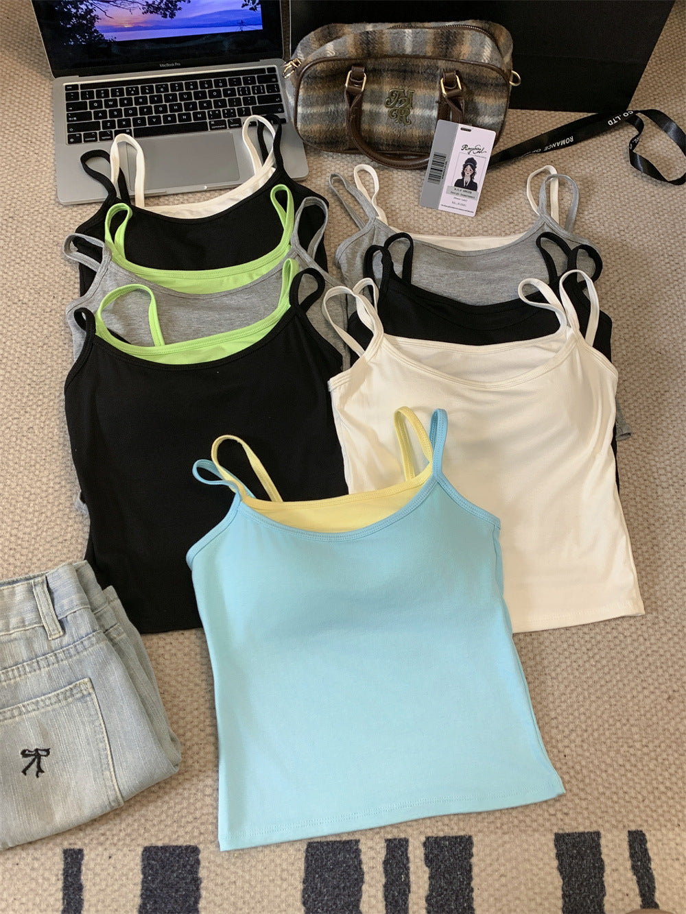 Women's Sense Padded Strap Vest Inner Match Tanks Camis