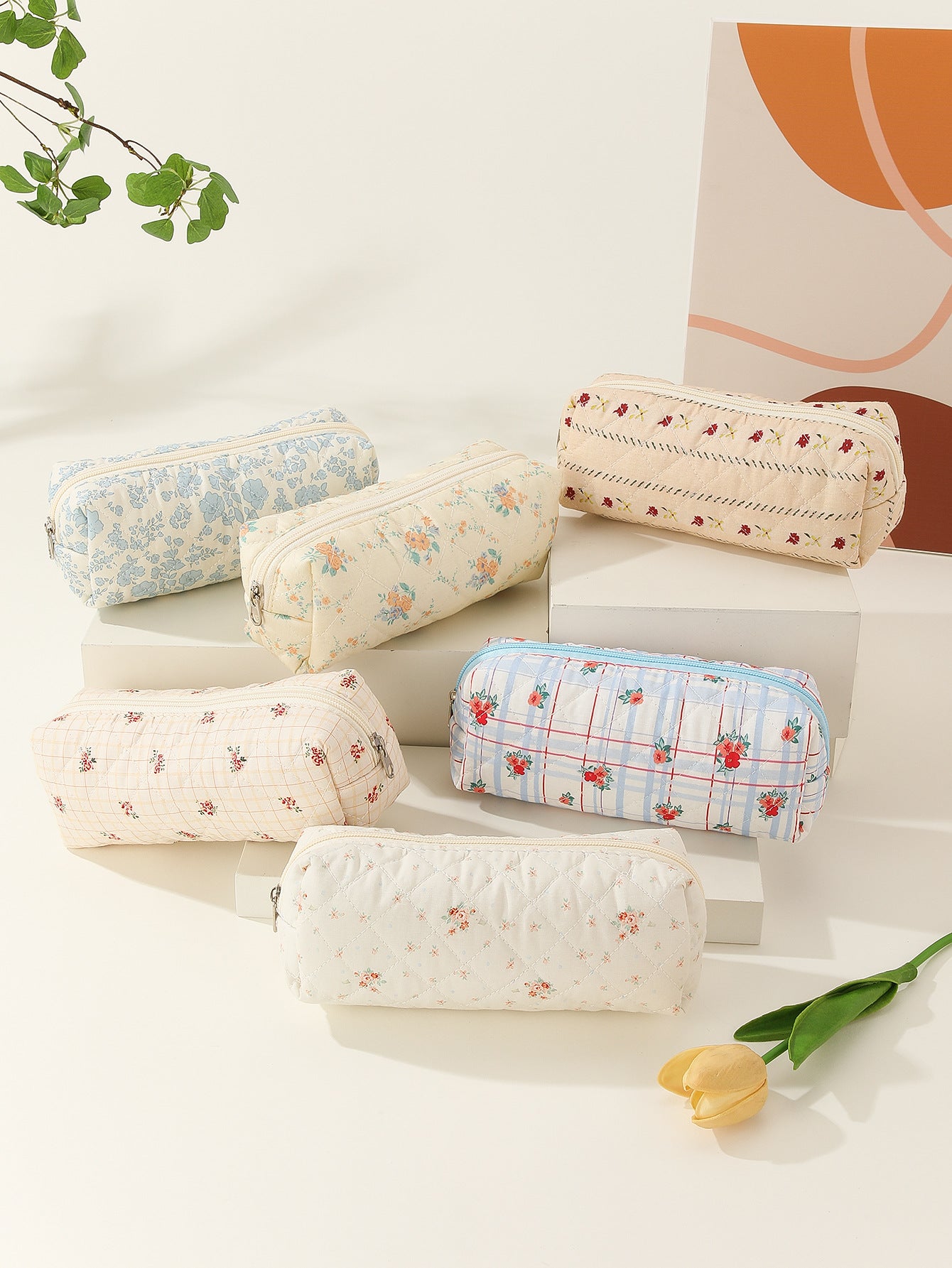 Mini Makeup Brush Storage Floral Portable Cosmetic Bags