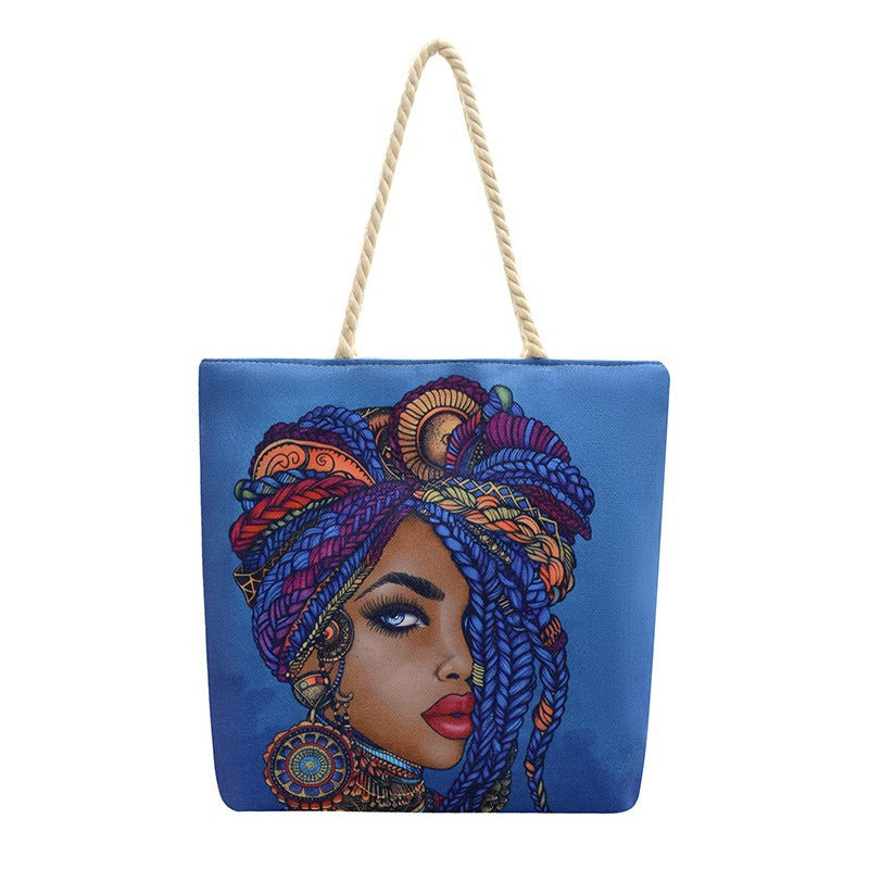 Woman Printing Aesthetic Hemp Rope Hand Women's Shoulder Bag