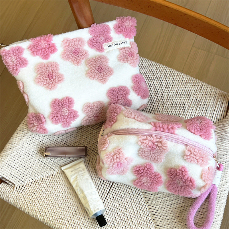 Three-dimensional Pink Flower Storage Wash Liner Large Makeup Bag