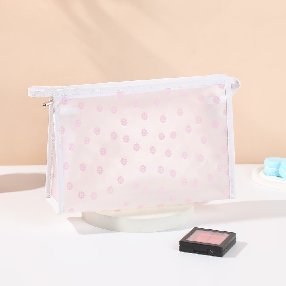 Mesh Fresh Flocking Flower Storage Dry Wet Separation Portable Makeup Bag