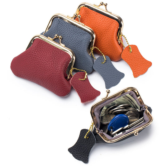 Women's Leather Retro First Layer Cowhide Storage Coin Purses