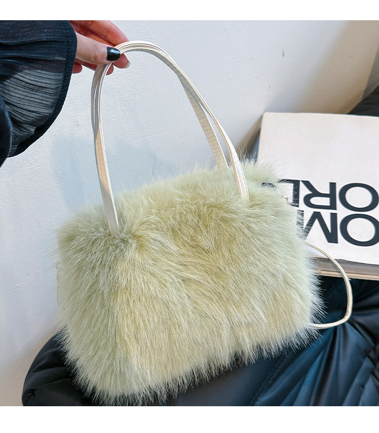 Charming Women's Imitation Fox Plush Winter Women's Messenger Bag