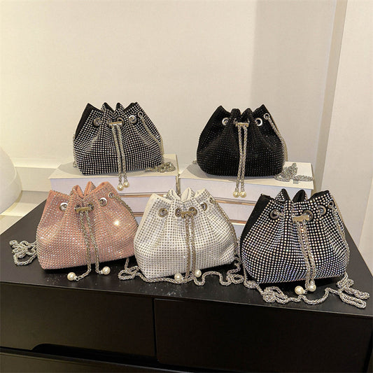 Women's Diamond Drawstring Light Rhinestone Full High-grade Shoulder Bags