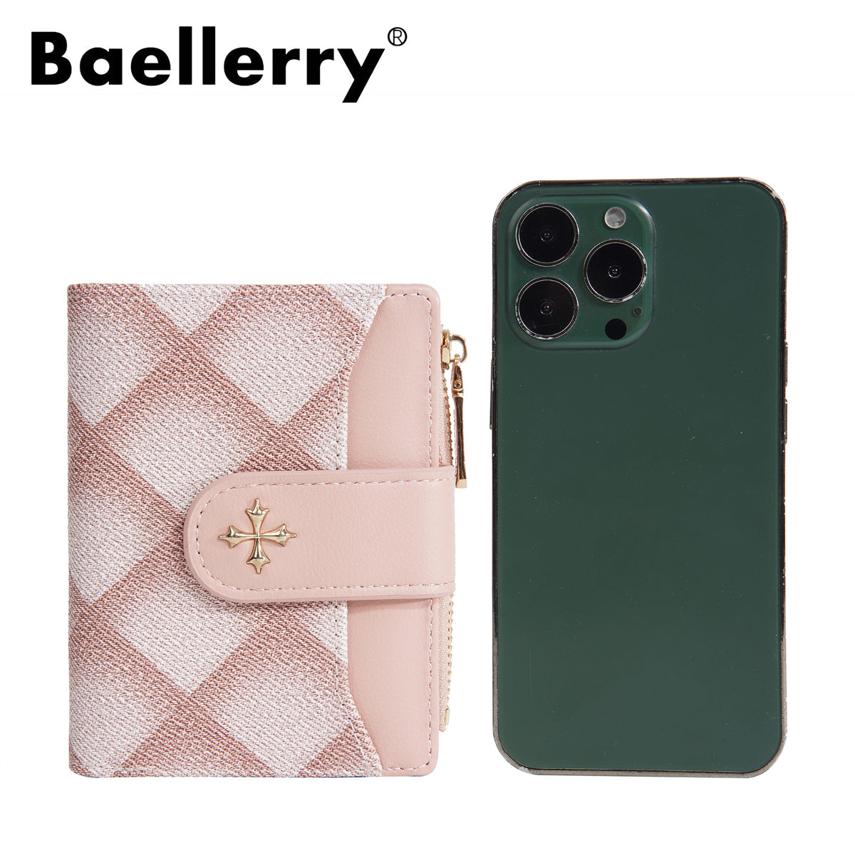 Women's No Short Diamond Pattern Hasp Zipper High Ladies Wallet
